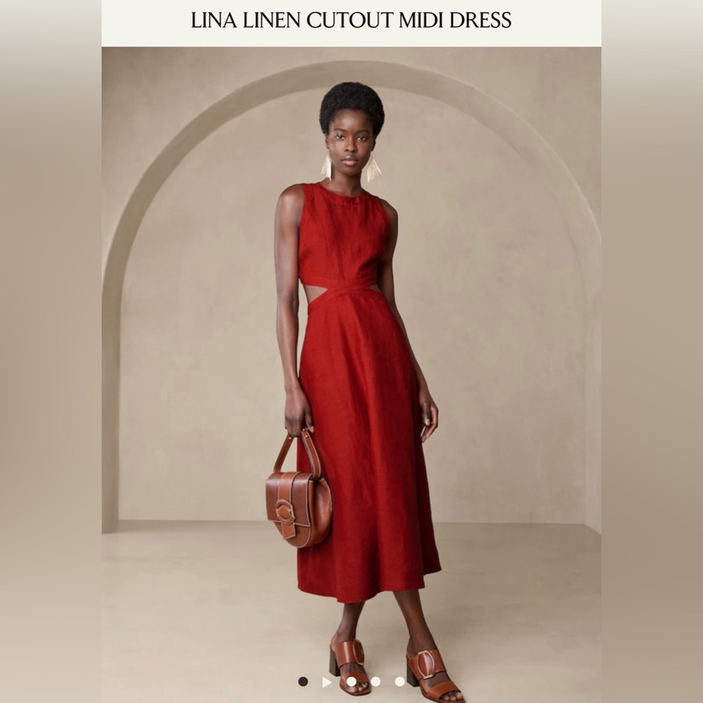 NWT Banana Republic Lina linen cut out dress